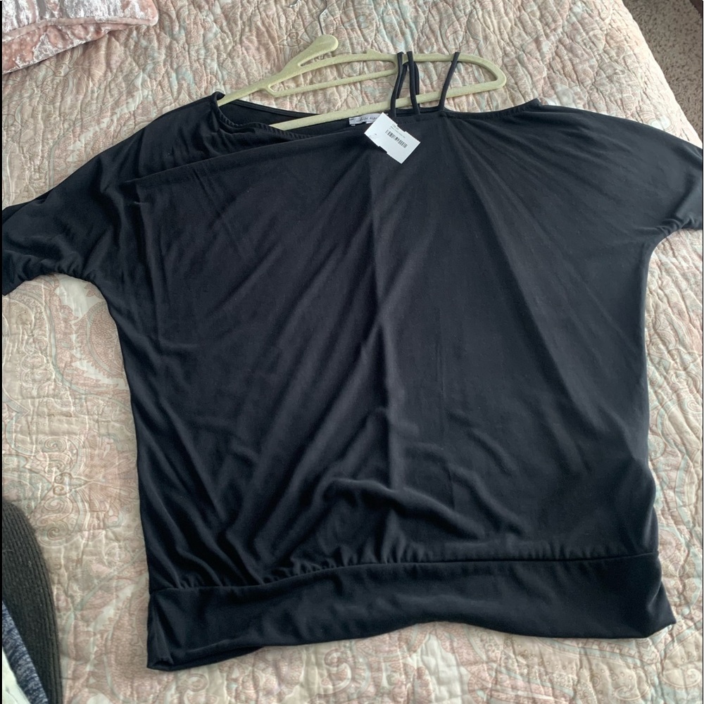 White Birch Slightly off shoulder black top